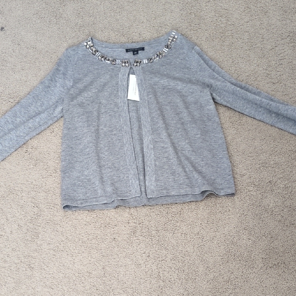 Gray Beaded Cardigan